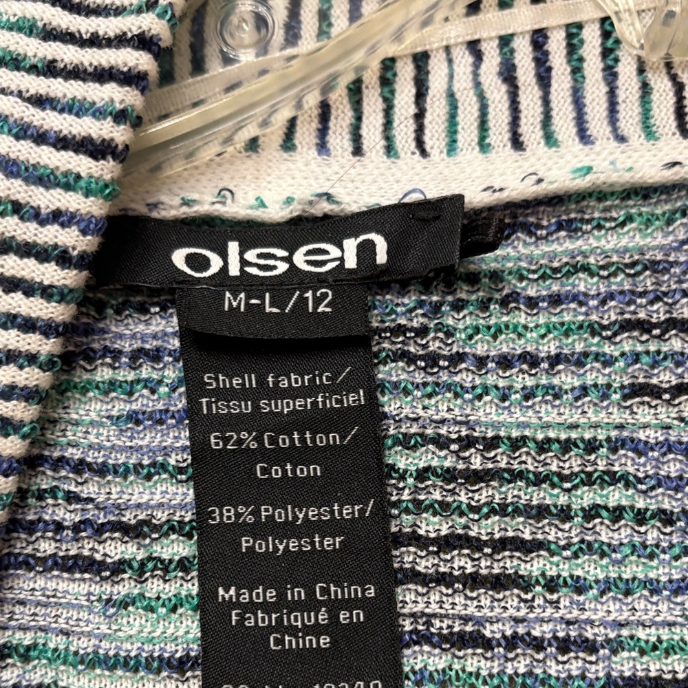 Olsen Women's Striped Cardigan in Blue and Green